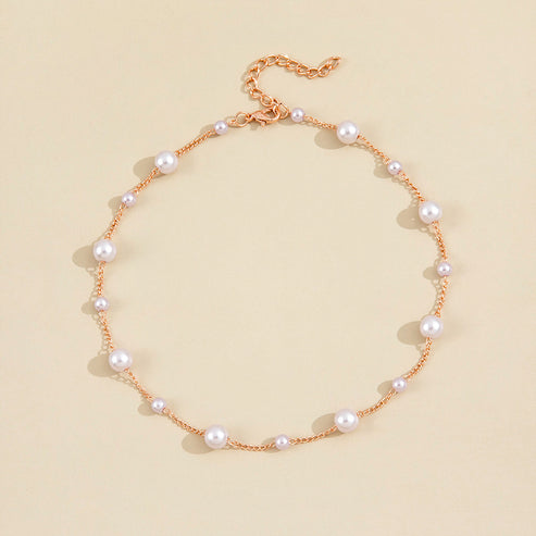 Vintage Pearl Clavicle Chain Female Simple