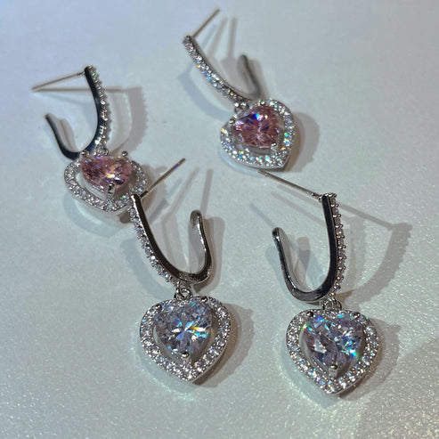 Women's Fashion Loving Heart Zircon Earrings